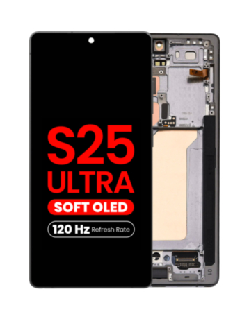 OLED Assembly with Frame for Galaxy S25 Ultra (S938) (TITANIUM BLACK) (Aftermarket Pro Soft Oled / 120HZ)
