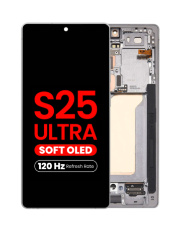 OLED Assembly with Frame for Galaxy S25 Ultra (S938) (TITANIUM SILVER) (Aftermarket Pro Soft Oled / 120HZ)