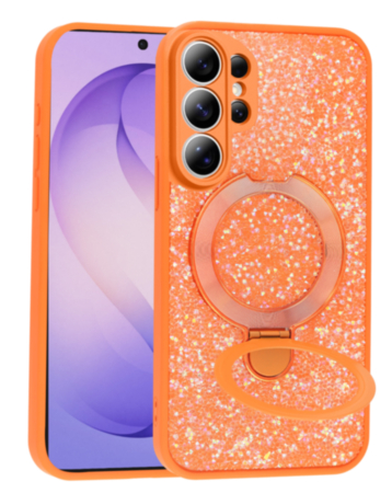 Sparkle Luxury Slim Case with Magnetic Kickstand for Galaxy S26 Ultra (ORANGE) (Only Ground Shipping)