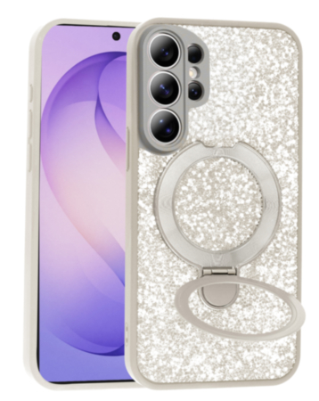 Sparkle Luxury Slim Case with Magnetic Kickstand for Galaxy S26 Ultra (WHITE) (Only Ground Shipping)