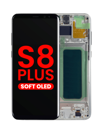 Buy the OLED assembly with frame for Galaxy S8 Plus G955 in Arctic Silver, aftermarket OLED.