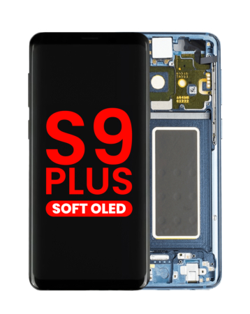 Stock up on the OLED assembly with frame for Galaxy S9 Plus G965 in Coral Blue, aftermarket OLED.