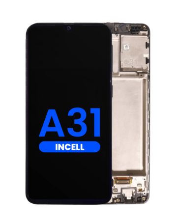 Order the LCD Assembly with Frame for Galaxy A31 A315 2020, without a fingerprint sensor, aftermarket incell.

