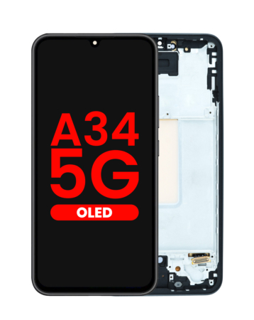 Stock up on the OLED Assembly with Frame for Galaxy A34 5G A346 2023 Awesome Graphite Aftermarket OLED.
