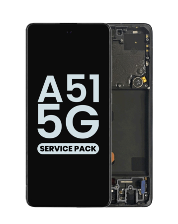 Buy the OLED Assembly with Frame for Galaxy A51 5G, model A516 from 2020, in Prism Cube Black, Non-Verizon – Service Pack.
