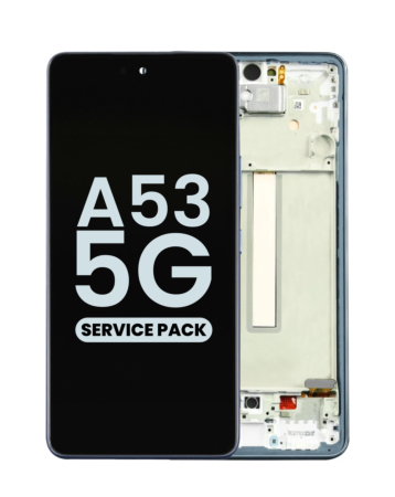 Order the OLED Assembly with Frame for Galaxy A53 5G, model A536 from 2022, in Awesome Blue – Service Pack.
