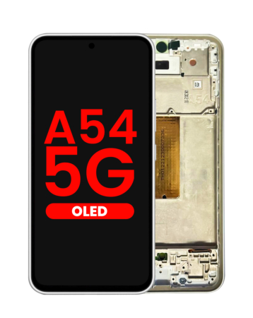 Stock up on the OLED assembly with frame for the Galaxy A54 5G 2023 in Awesome White, aftermarket OLED.