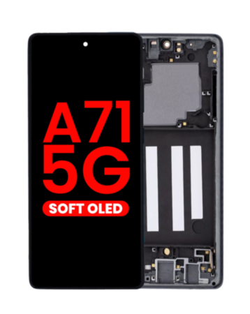 OLED Assembly with Frame for Galaxy A71 5G (A716V / 2020) (PRISM CUBE BLACK) (Verizon 5G) (Aftermarket OLED)