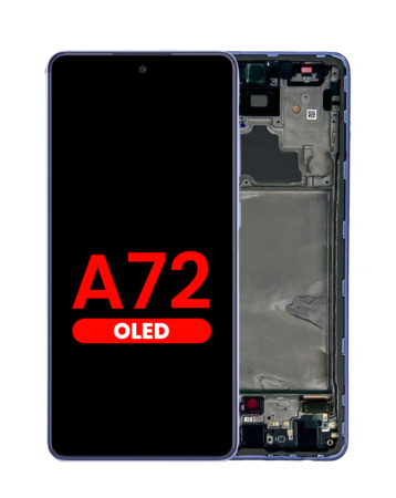 Order the 6.67-inch Awesome Violet OLED assembly with frame, aftermarket, for the Galaxy A72 2021 model A725.