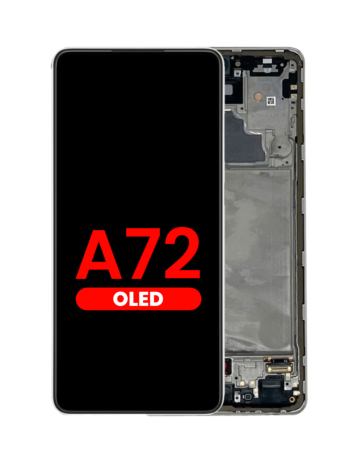 Purchase the 6.67-inch Awesome White OLED assembly with frame, aftermarket, for the Galaxy A72 2021 model A725.