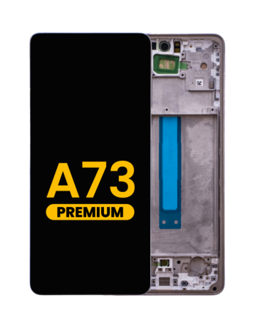 Buy the premium white OLED assembly with frame for the Galaxy A73 2022 model A735.