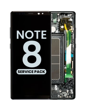 Buy the OLED Assembly with Frame for Galaxy Note 8 N950 in Midnight Black, Service Pack.