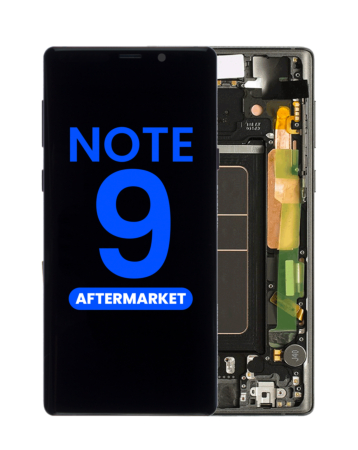 Buy the LCD Assembly with Frame for Galaxy Note 9 N960 in Midnight Black, Aftermarket Incell, does not support fingerprint.