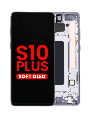 Buy the OLED assembly with frame for Galaxy S10 Plus G975 in Prism Black, aftermarket OLED.