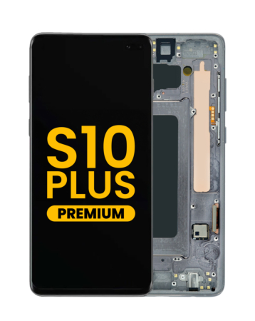 Buy the OLED assembly with frame for Galaxy S10 Plus G975 in Prism Black, premium quality.
