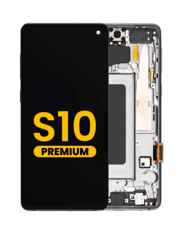 Order the OLED assembly with frame for Galaxy S10 G973 in Prism Black, premium.