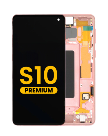 Buy the OLED assembly with frame for Galaxy S10 G973 in Flamingo Pink, premium.