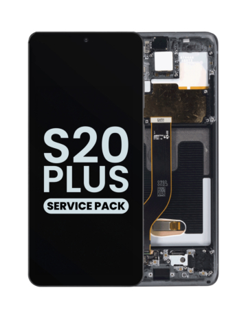 Stock up on the OLED Assembly with Frame for Galaxy S20 Plus G985 and G986 in Cosmic Black, Service Pack.