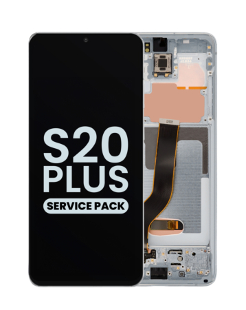 Buy the OLED Assembly with Frame for Galaxy S20 Plus G985 and G986 in Cloud White, Service Pack.