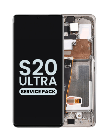 Buy the OLED Assembly with Frame for Galaxy S20 Ultra G988 in Cloud White, Service Pack.