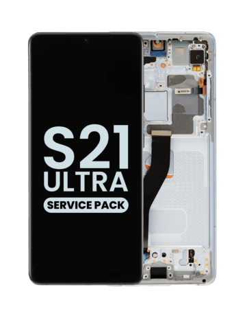 Buy the OLED Assembly with Frame for Galaxy S21 Ultra G998 in Phantom Silver, Service Pack.