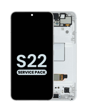 Buy the OLED Assembly with Frame for the Galaxy S22 S901 in Phantom White, Service Pack.
