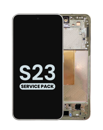 Buy the OLED assembly with frame for Galaxy S23 S911 in cream. Service pack.