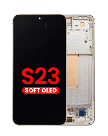 OLED Assembly with Frame for Galaxy S23 (S911) (CREAM) (Aftermarket OLED)