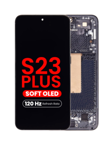 OLED Assembly with Frame for Galaxy S23 Plus (S916) (PHANTOM BLACK) (Aftermarket Pro Soft Oled / 120Hz)