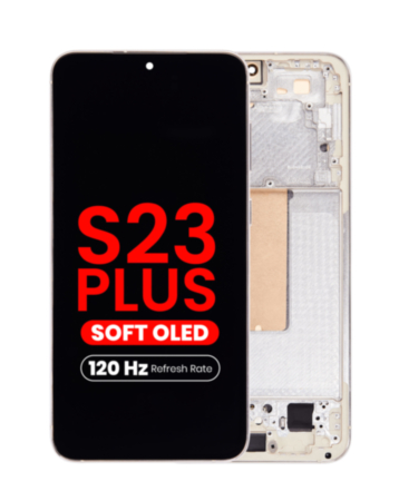 OLED Assembly with Frame for Galaxy S23 Plus (S916) (CREAM) (Aftermarket Pro Soft Oled / 120Hz)