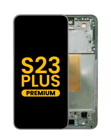 Purchase the OLED assembly with frame for Galaxy S23 Plus S916 in green. Premium quality.