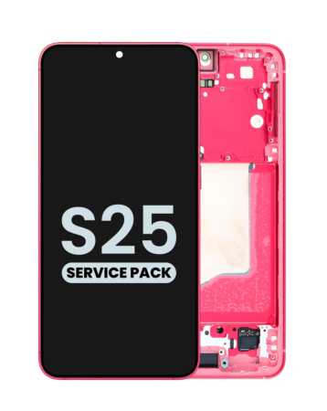 Stock up on the OLED Assembly with frame for Galaxy S25, model S931, in coral red, service pack.