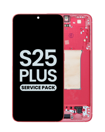 Shop the OLED Assembly with Frame for Galaxy S25 Plus, model S936, in coral red, service pack.