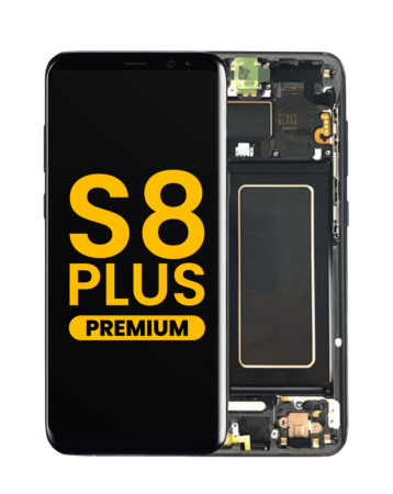 Grab wholesale deals on the OLED assembly with frame for Galaxy S8 Plus G955 in Midnight Black, premium.