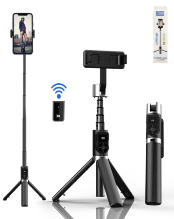P70S Selfie Stick Tripod with Lights - (BLACK) (Only Ground Shipping)