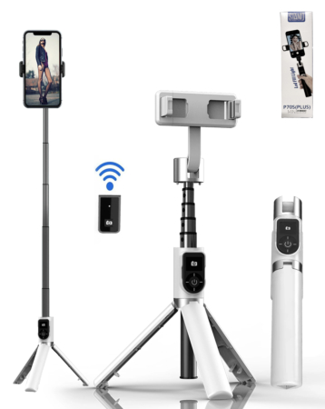 P70S Selfie Stick Tripod with Lights - (WHITE) (Only Ground Shipping)