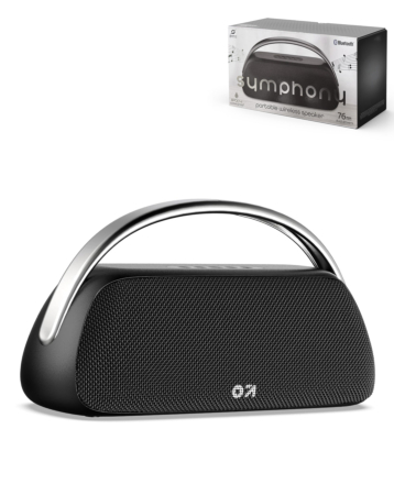 SYMPHONY Waterproof Luxe Fabric Speaker with Metal Handle - BLACK (Only Ground Shipping)