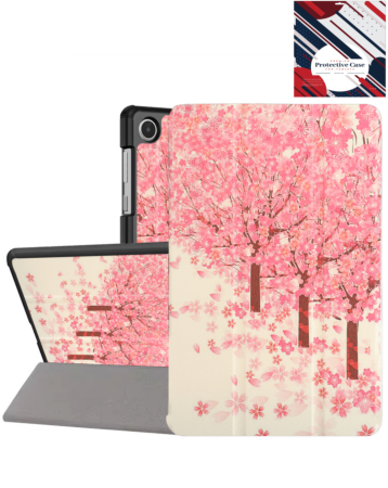 Old Style Notebook Design Case - PINK TREES for Galaxy Tab A9 Plus 2023 (11") / Tab A11 Plus 2025 (11") (Only Ground Shipping)