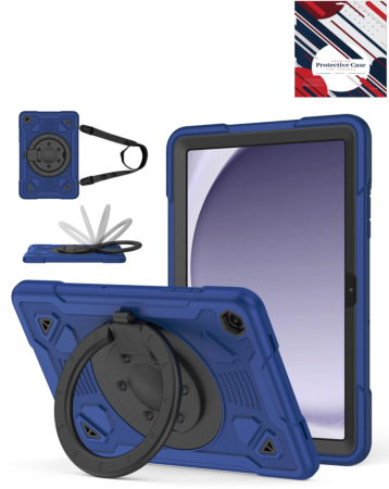 Shockproof Heavy Duty Stand Case with Pen Slot - NAVY BLUE & BLACK for Galaxy Tab A9 Plus 2023 (11") (X210, X216, X218) (Only Ground Shipping)