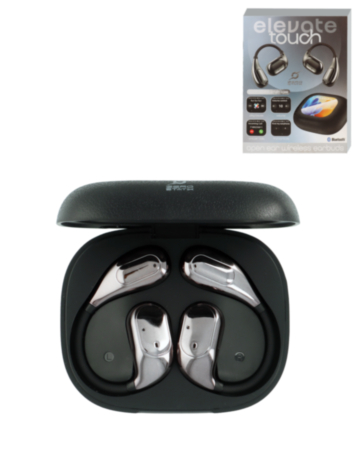 ELEVATE On-Ear True Wireless Earbuds with Touchscreen Smart Case (BLACK) (Only Ground Shipping)