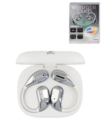 ELEVATE On-Ear True Wireless Earbuds with Touchscreen Smart Case (WHITE) (Only Ground Shipping)