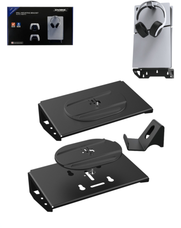 Dobe 3in1 Wall Mount Bracket + Headset Hook + Controllers Hooks for PlayStation 5 / 5 Slim (Only Ground Shipping)