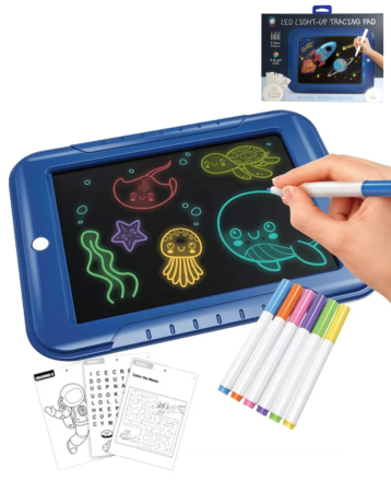9" Kids Drawing Light Up Tracing Pad - BLUE (Only Ground Shipping)