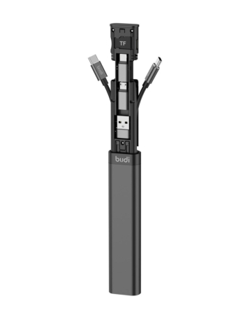 Budi 9 in 1 Essential Travel Charging & Data Sync Cable Stick - BLACK (Only Ground Shipping)
