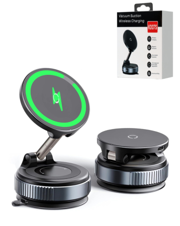 360° Adjustable Vacuum Suction Car Phone Holder with Wireless Charging - BLACK (Only Ground Shipping)