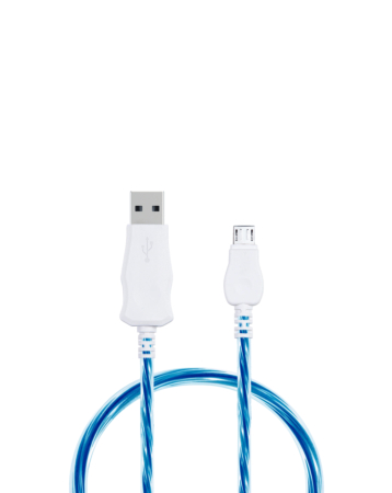 Visible USB A-M Flowing LED Fast Charging Cable (BLUE) (3ft) (5W) (Only Ground Shipping)
