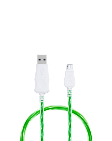 Visible USB A-M Flowing LED Fast Charging Cable (GREEN) (3ft) (5W) (Only Ground Shipping)
