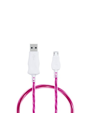 Visible USB A-M Flowing LED Fast Charging Cable (PINK) (3ft) (5W) (Only Ground Shipping)