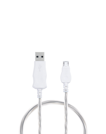 Visible USB A-M Flowing LED Fast Charging Cable (WHITE) (3ft) (5W) (Only Ground Shipping)