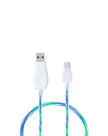Visible USB A-L Non-MFI Glowing LED Fast Charging Cable (BLUE & GREEN) (3ft) (10W) (Only Ground Shipping)